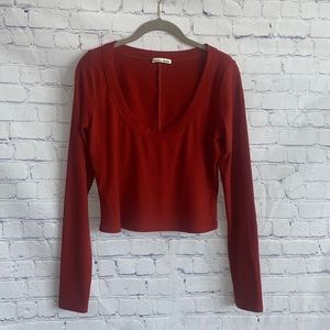 Reformation Long Sleeve Ribbed Crop Top